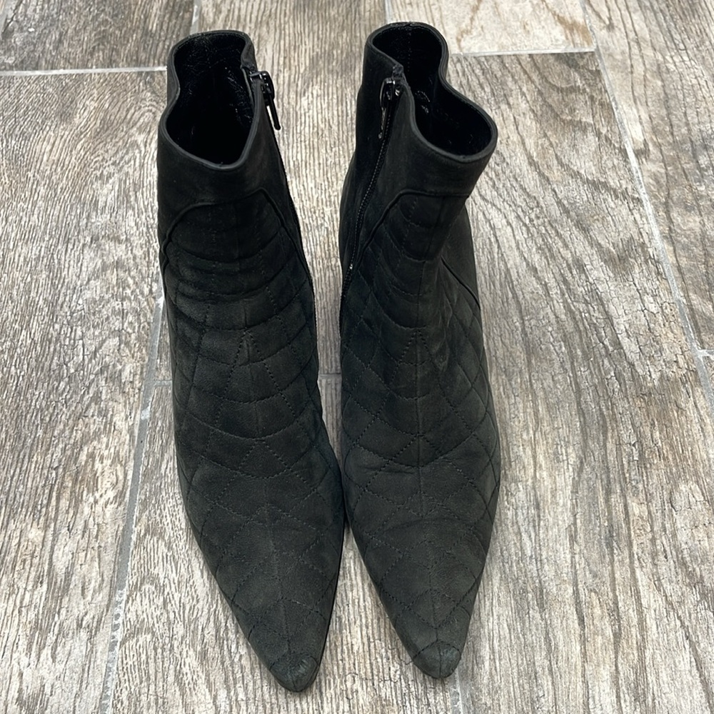 Delman Black Suede Heeled Booties Size 7.5 - Picture 3 of 5
